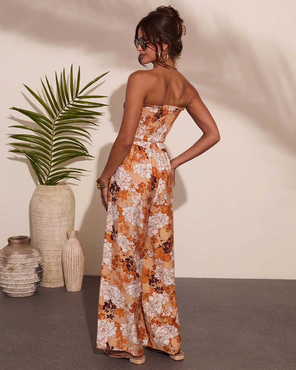 Sun Daydream Strapless Floral Print Jumpsuit - Image 4