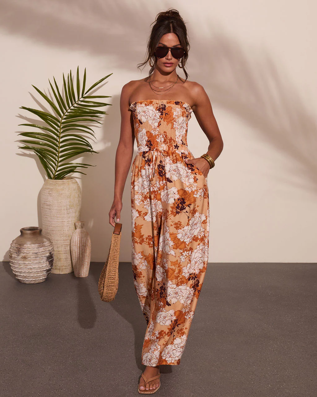 Sun Daydream Strapless Floral Print Jumpsuit - Image 5