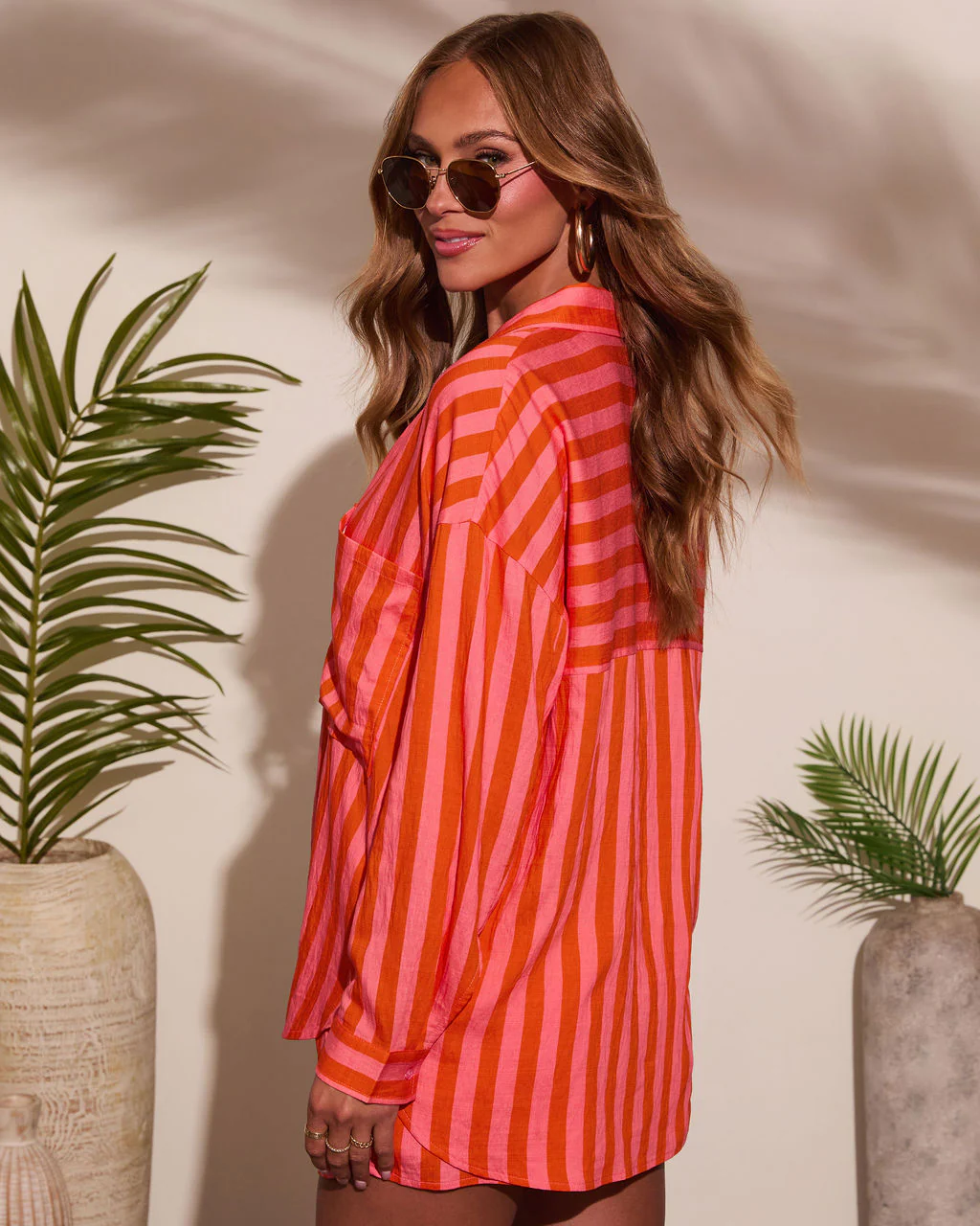 Sun Drunk Contrast Striped Button Down Top - Image 10