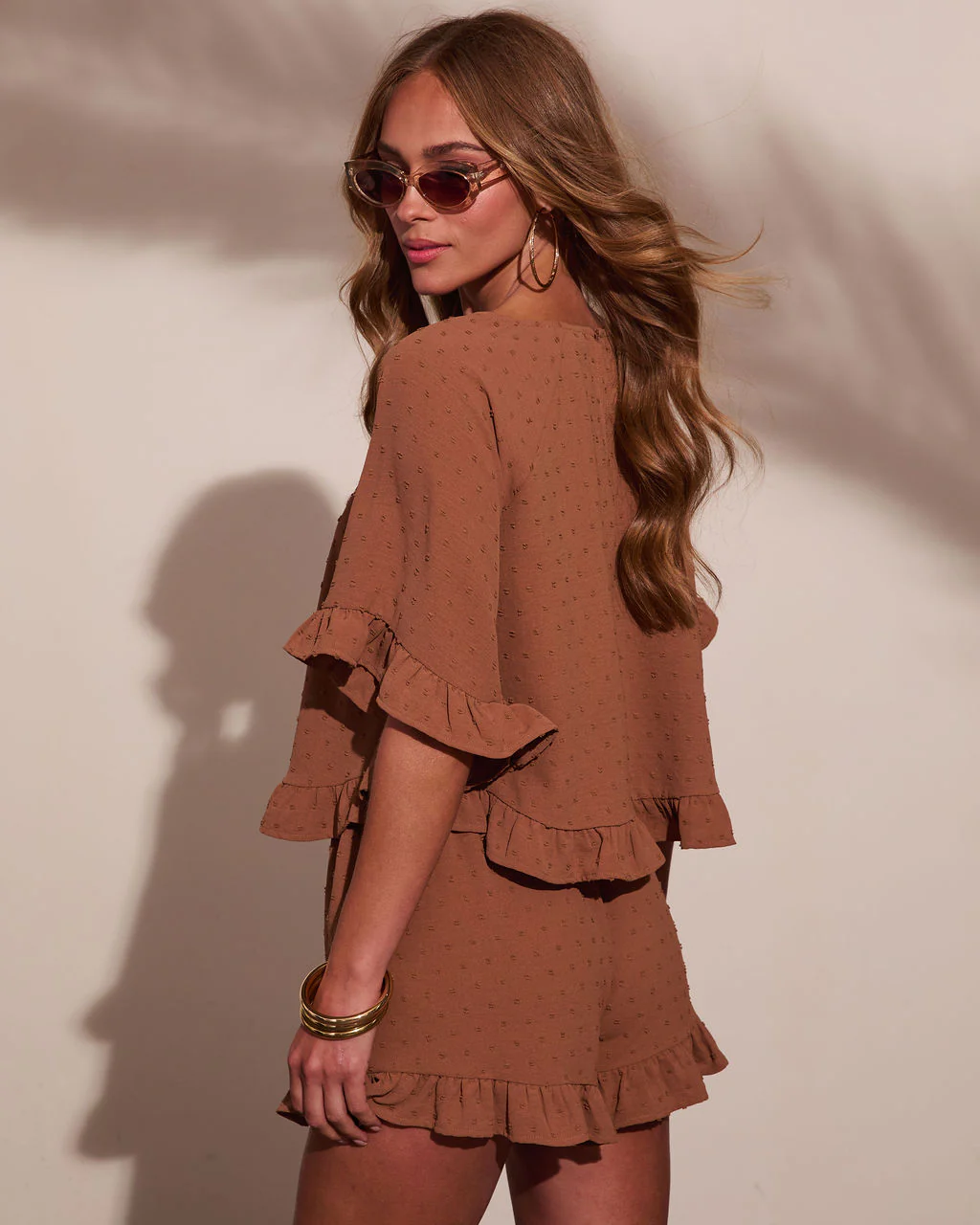 Sun Flare Ruffle Cape Style Top - Image 4