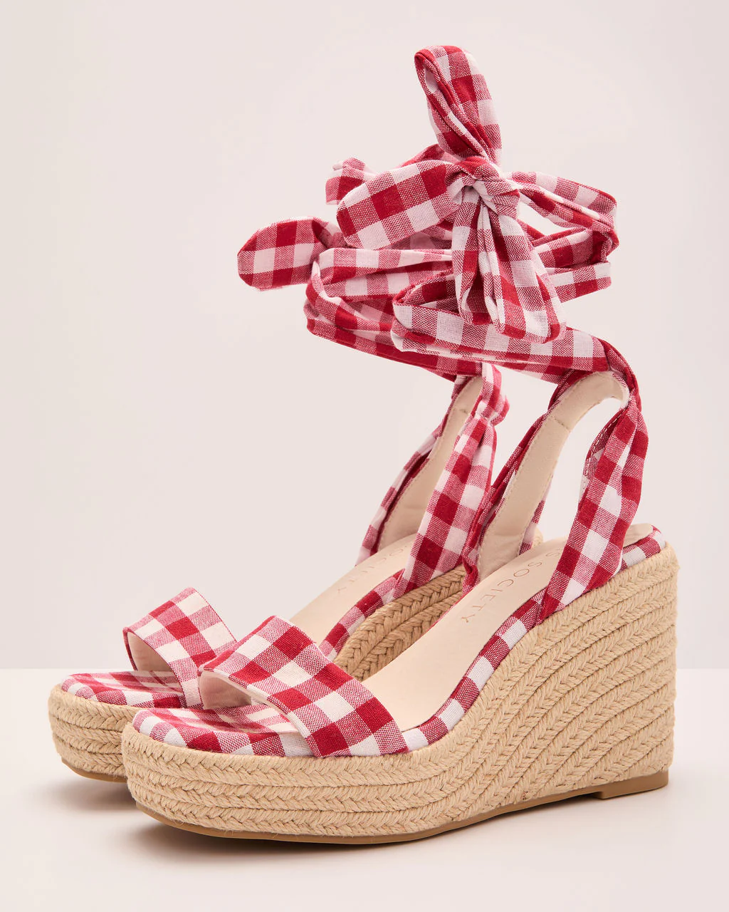 Sun Muse Gingham Espadrille Wedge Sandals - Image 2