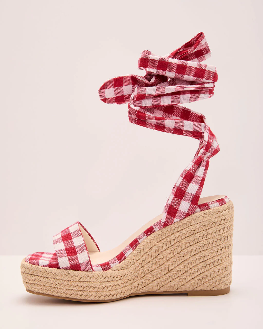 Sun Muse Gingham Espadrille Wedge Sandals - Image 3