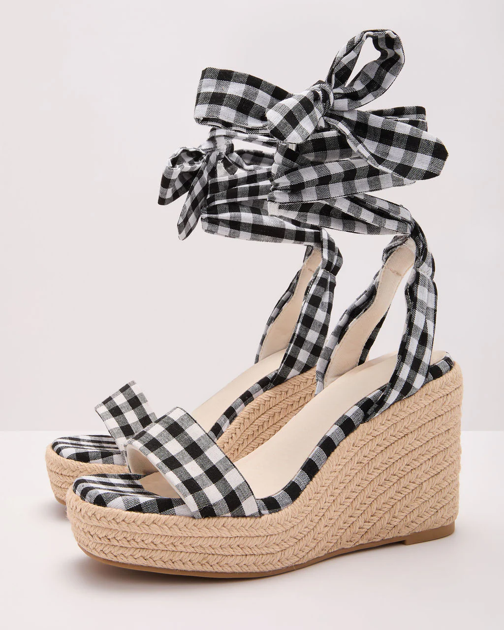 Sun Muse Gingham Espadrille Wedge Sandals - Image 8