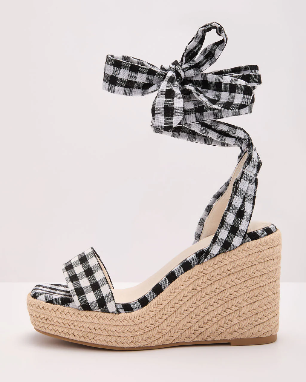 Sun Muse Gingham Espadrille Wedge Sandals - Image 9