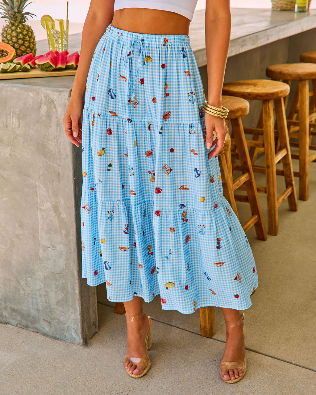 Sun Pop Gingham Novelty Print Midi Skirt - Image 2