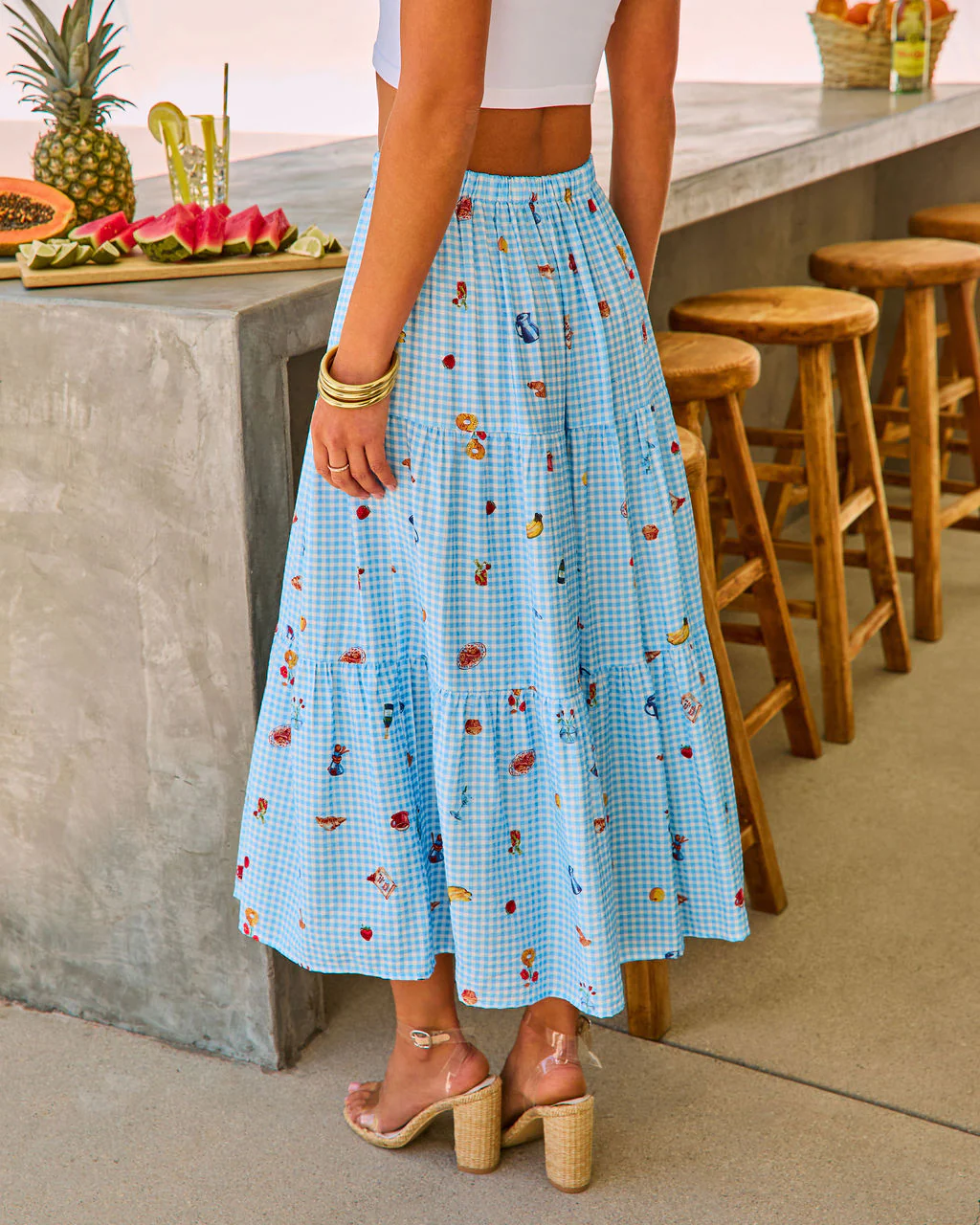 Sun Pop Gingham Novelty Print Midi Skirt - Image 4