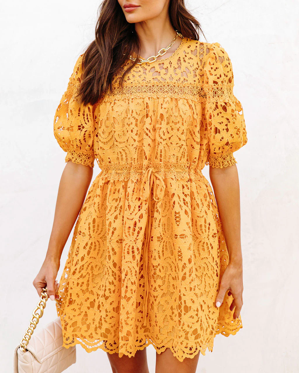 Sunflower Fields Crochet Lace Mini Dress - Image 2