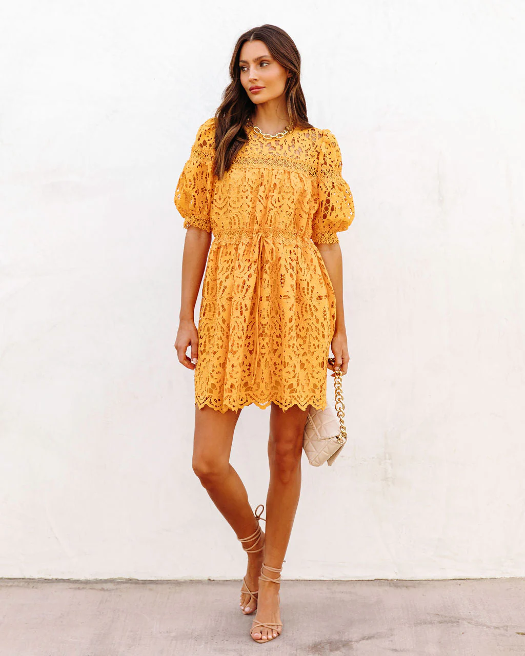 Sunflower Fields Crochet Lace Mini Dress - Image 3