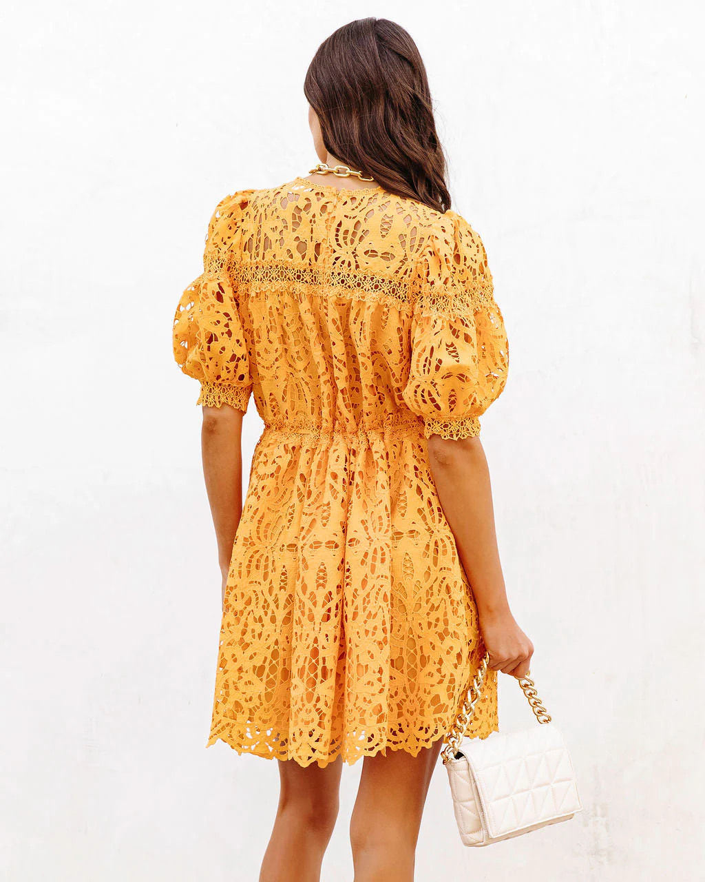Sunflower Fields Crochet Lace Mini Dress - Image 4