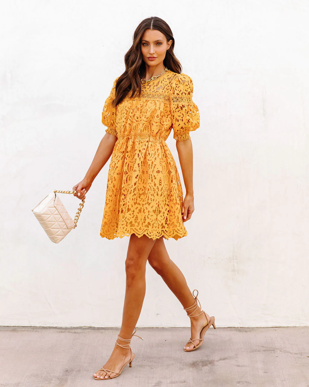 Sunflower Fields Crochet Lace Mini Dress - Image 5