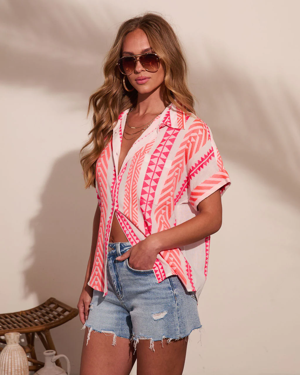 Sunkissed Burst Abstract Short Sleeve Top - Image 3
