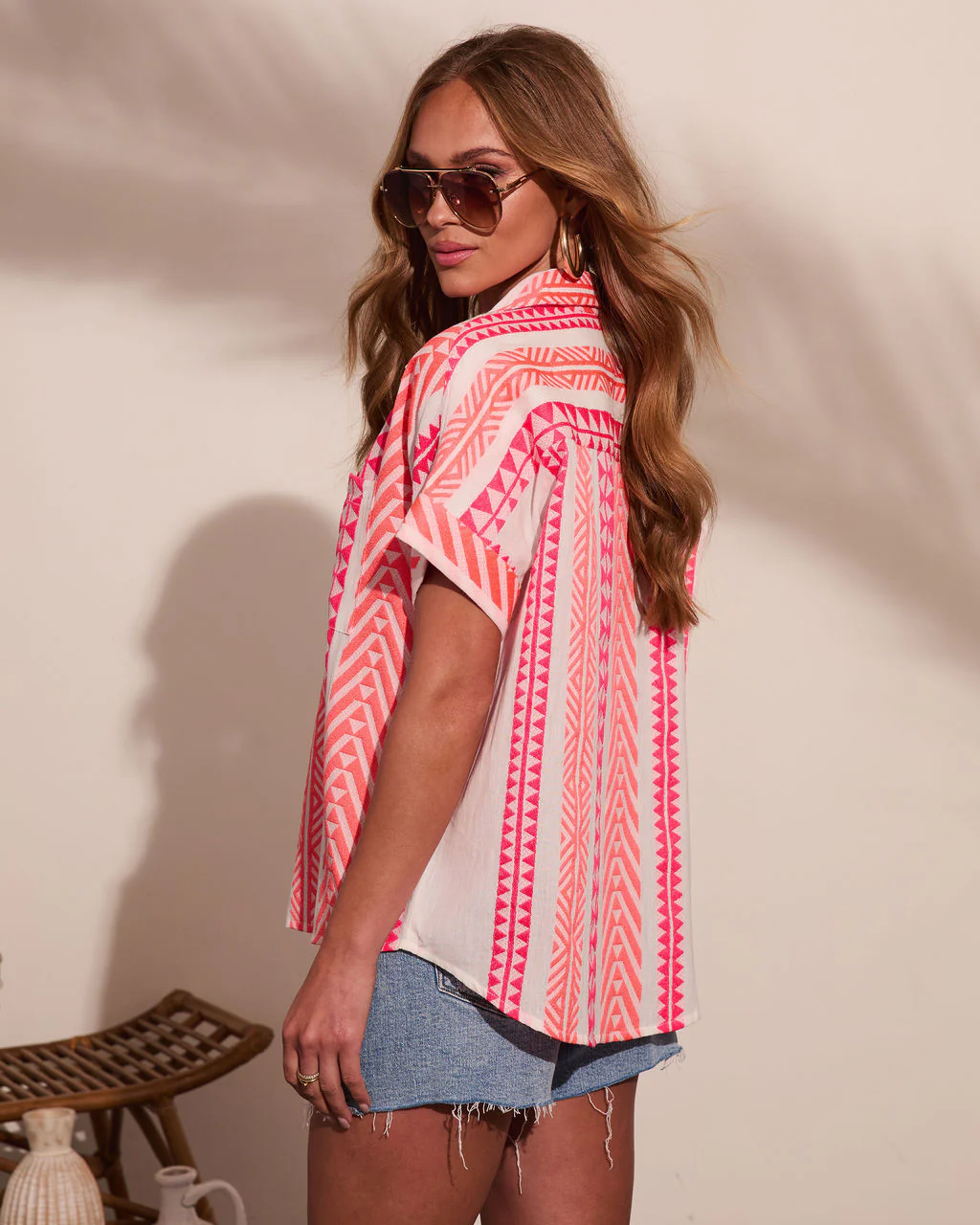 Sunkissed Burst Abstract Short Sleeve Top - Image 4