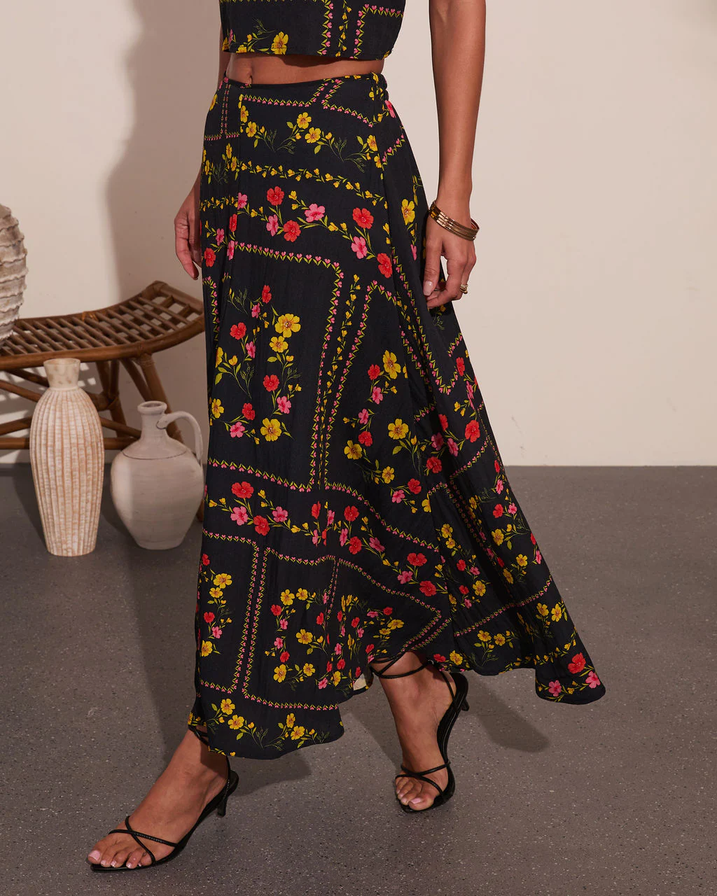 Sunkissed Meadow Floral Print Midi Skirt - Image 3