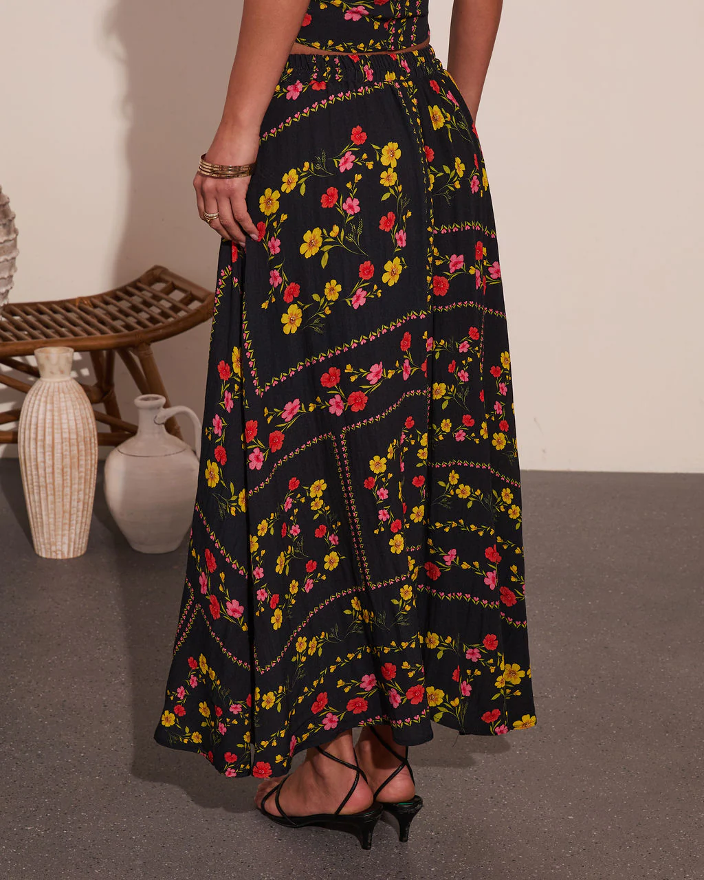 Sunkissed Meadow Floral Print Midi Skirt - Image 4
