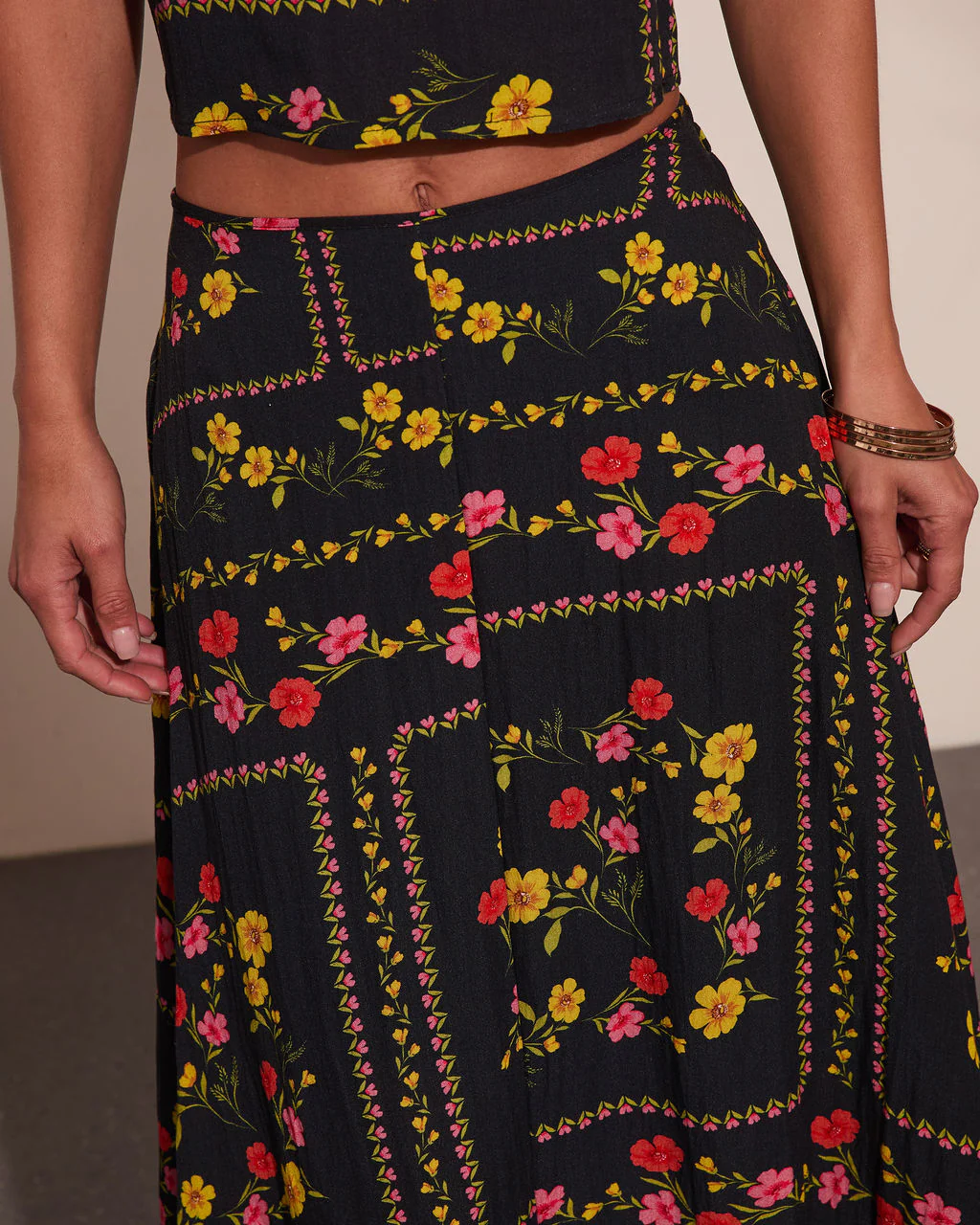 Sunkissed Meadow Floral Print Midi Skirt - Image 6