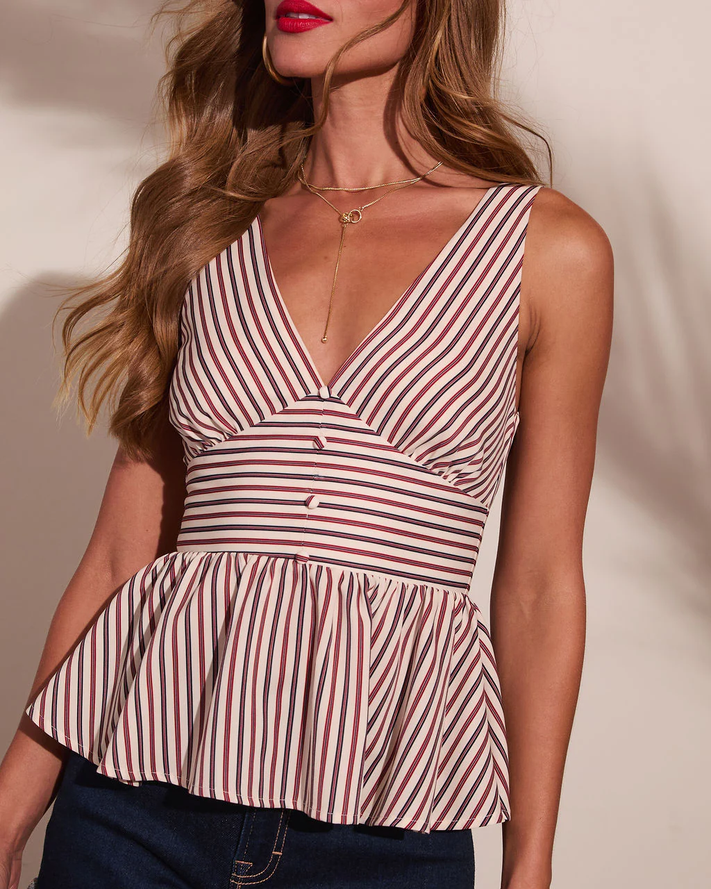 Sunlit Heritage Striped Peplum Top - Image 6