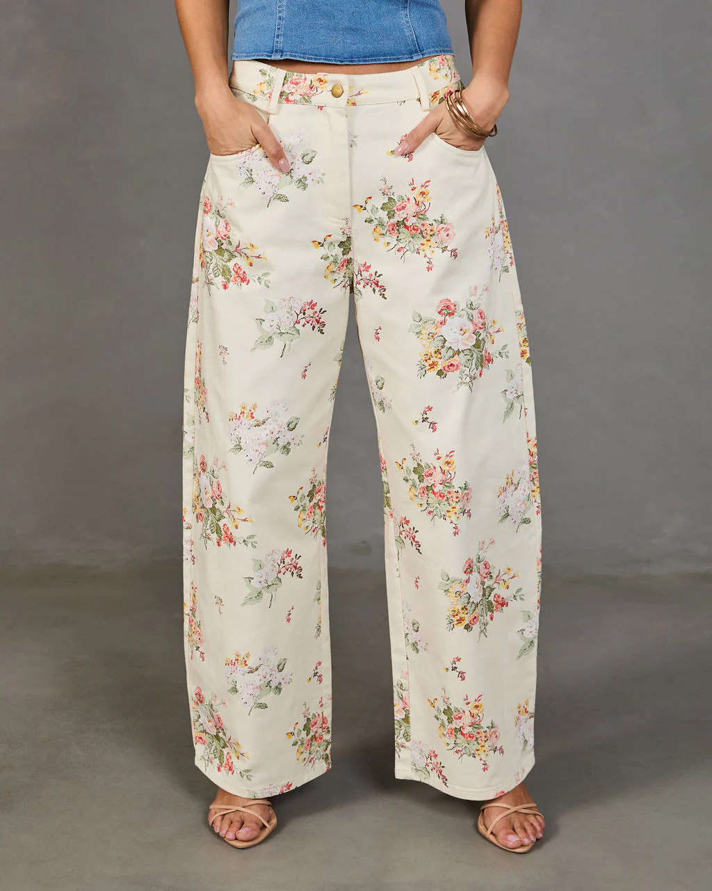 Sunlit Petals Rigid Mid Rise Wide Leg Floral Jeans - Image 2
