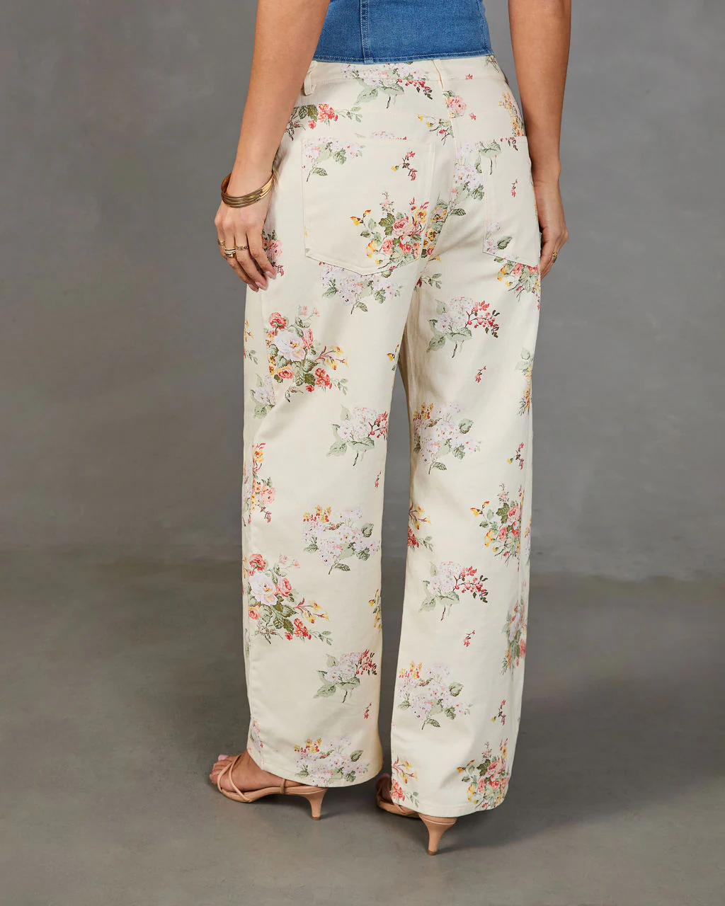 Sunlit Petals Rigid Mid Rise Wide Leg Floral Jeans - Image 4