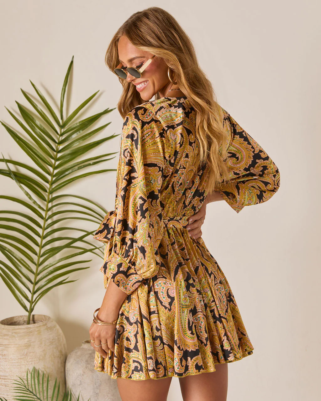 Sunlit Whisper Waist Tie Mini Dress - Image 4