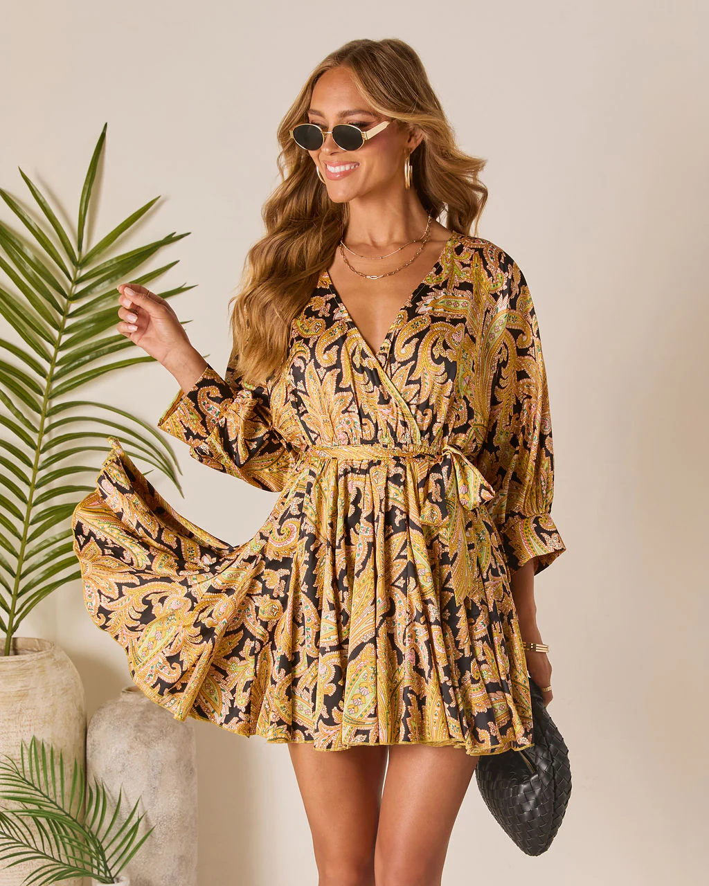 Sunlit Whisper Waist Tie Mini Dress - Image 5