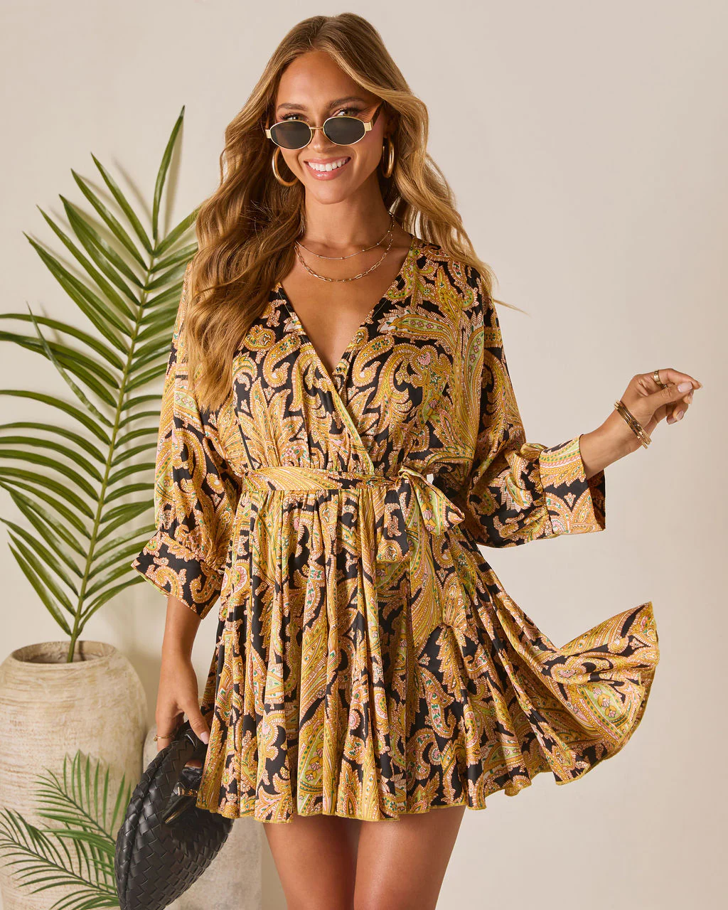 Sunlit Whisper Waist Tie Mini Dress - Image 6