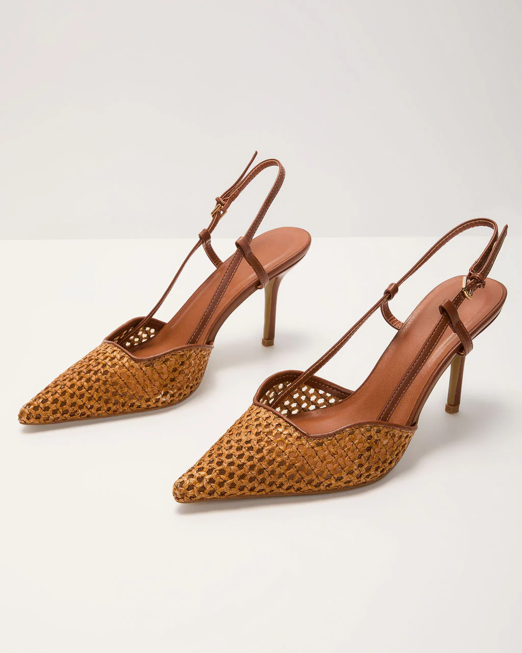 Sunny Sole Woven Raffia Slingback Heels - Image 2