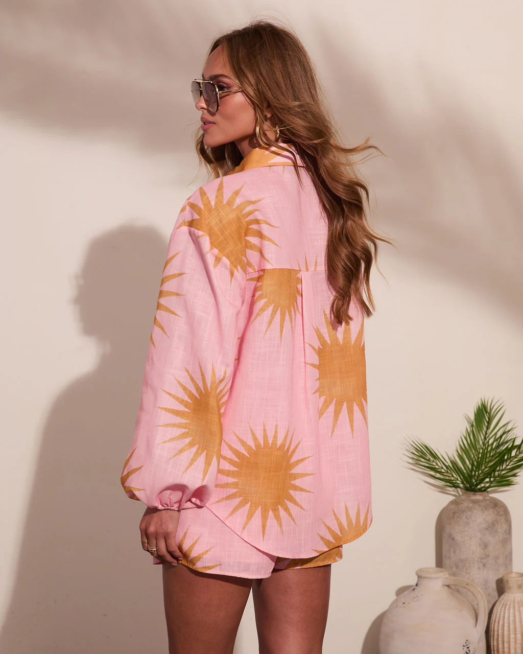 Sunny State Sunburst Button Down Linen Top - Image 4