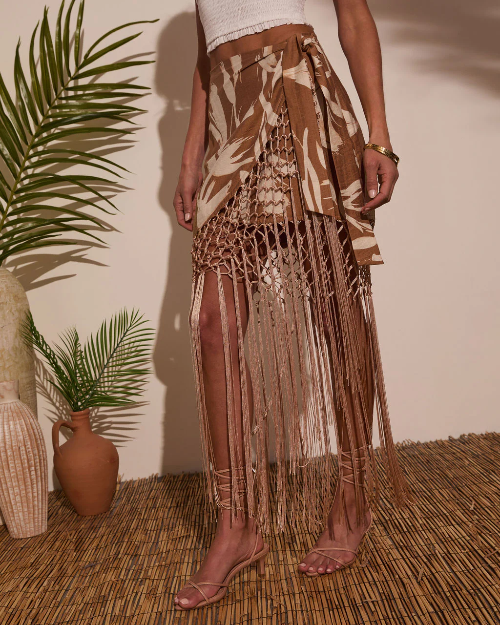 Sunny Views Wrap Fringe Mini Skirt - Image 3