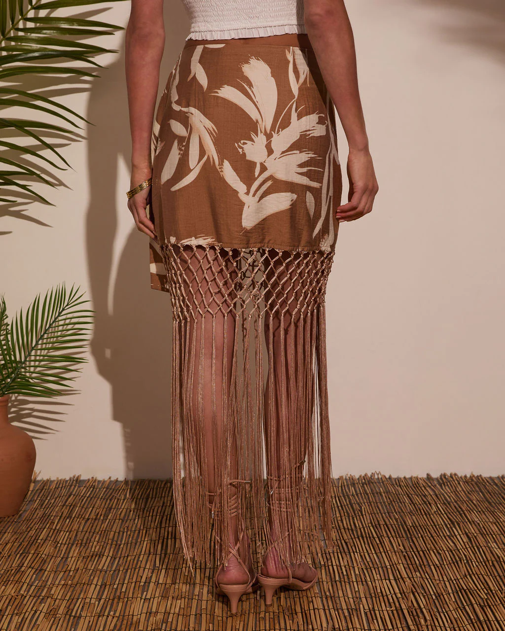 Sunny Views Wrap Fringe Mini Skirt - Image 4