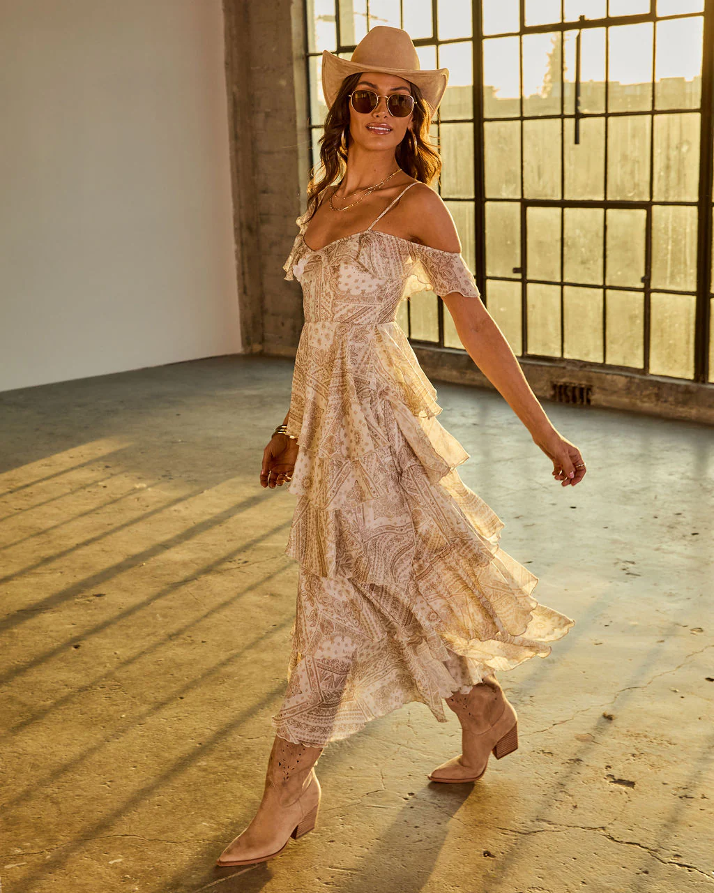 Sunset Drifter Ruffle Paisley Print Maxi Dress - Image 3
