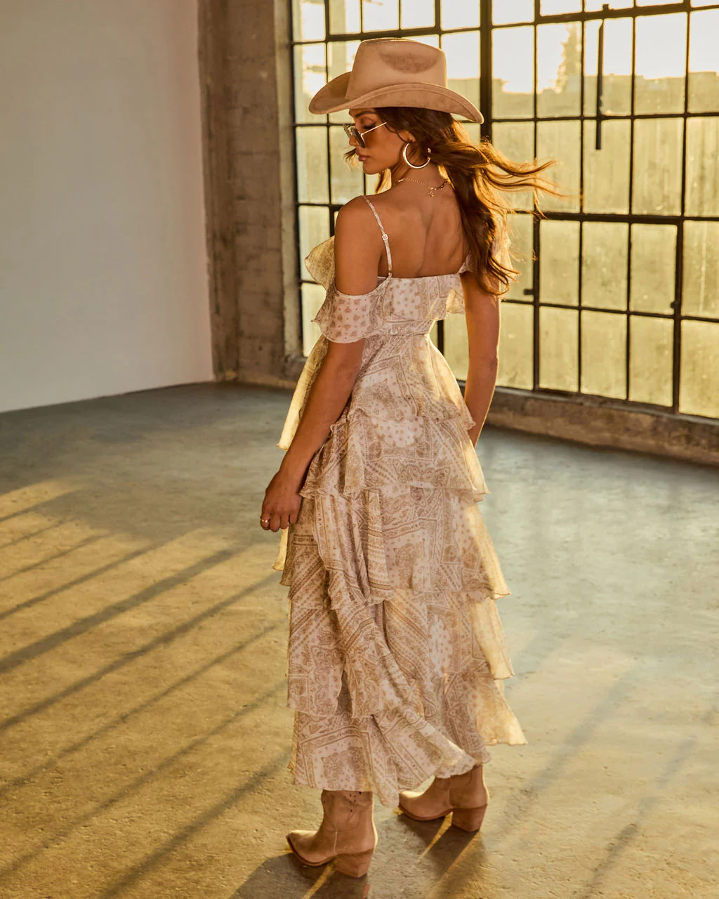 Sunset Drifter Ruffle Paisley Print Maxi Dress - Image 4