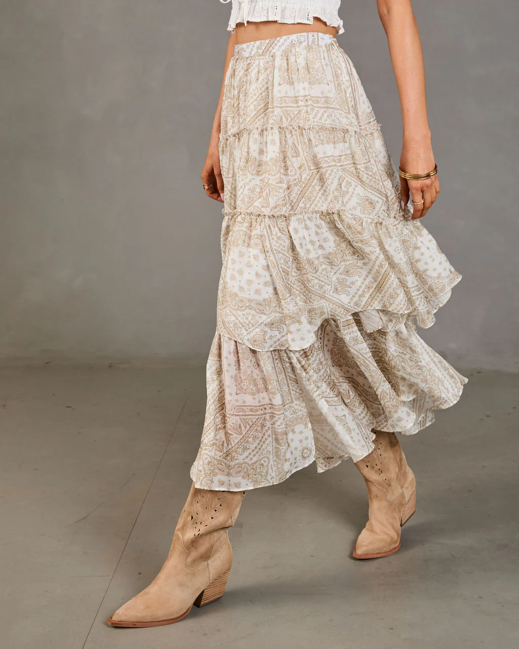Sunset Drifter Tiered Paisley Maxi Skirt - Image 3
