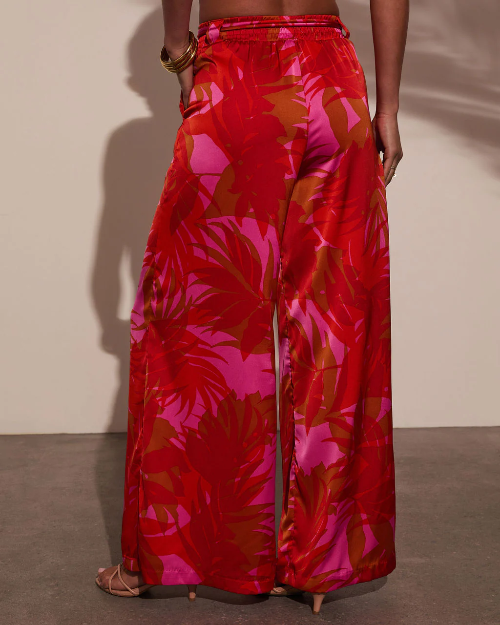 Sunset Sangria Tropical Wide Leg Pants - Image 4