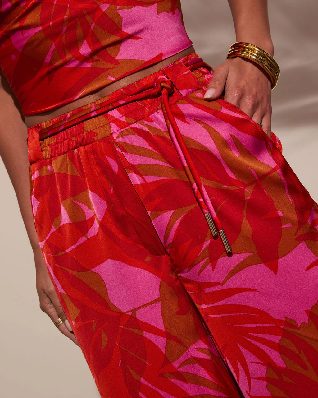 Sunset Sangria Tropical Wide Leg Pants - Image 6