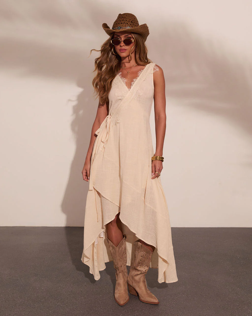 Sunset Voltage Wrap Tie Asymmetric Tunic Top - Image 6