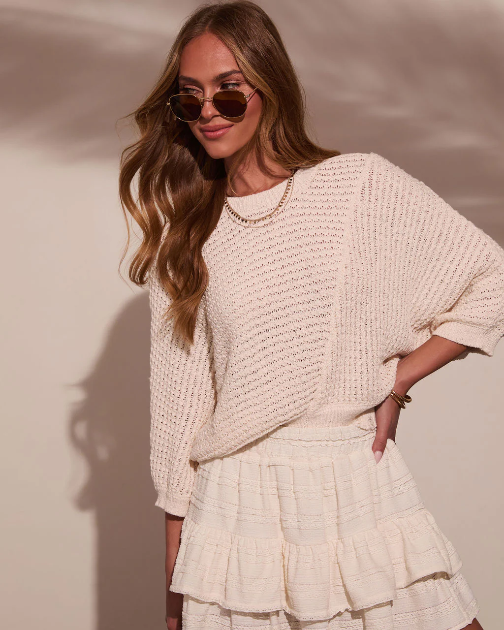 Sunwoven Distressed Crochet Sweater - Image 6