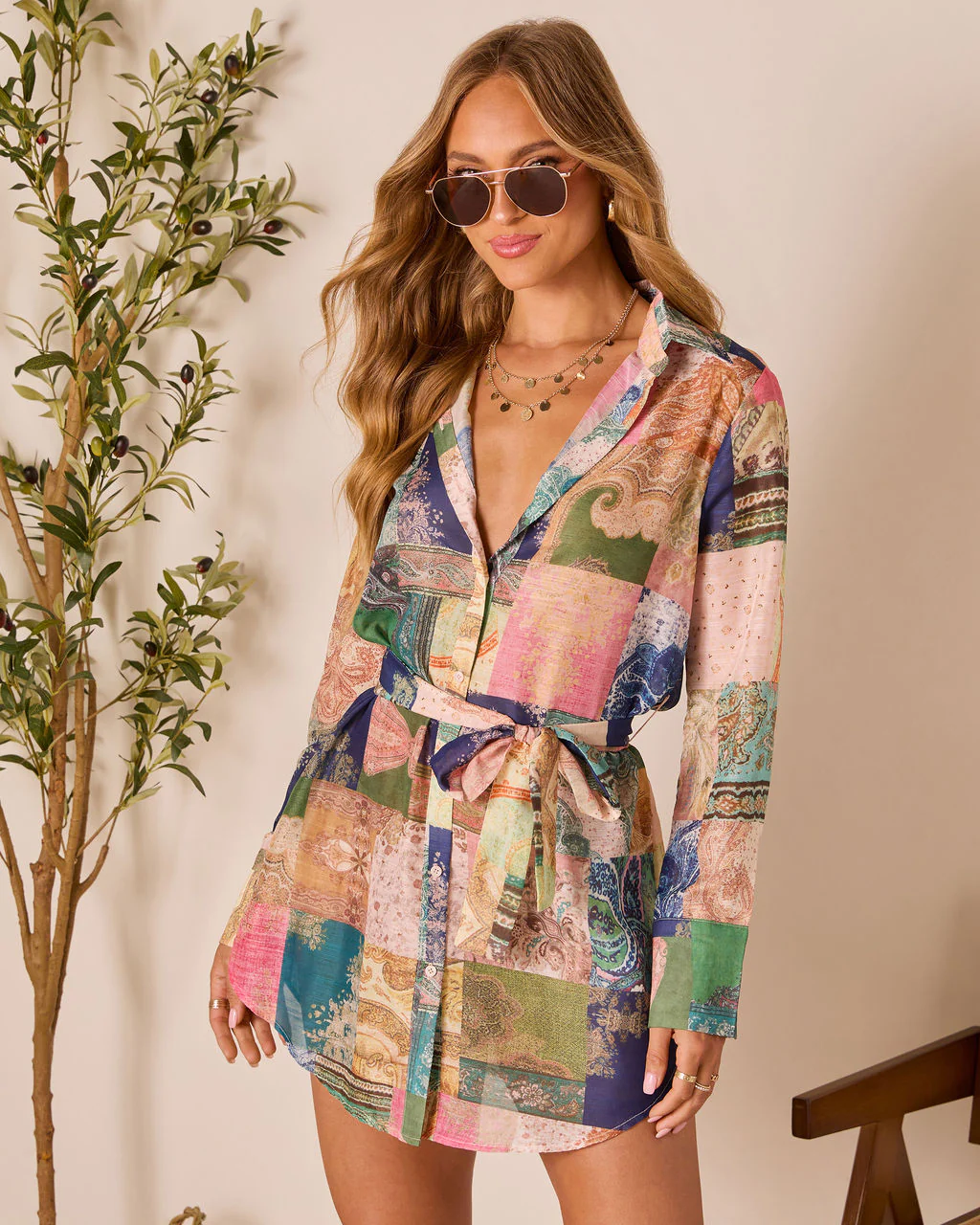 Suzana Patchwork Shirt Dress - Image 3