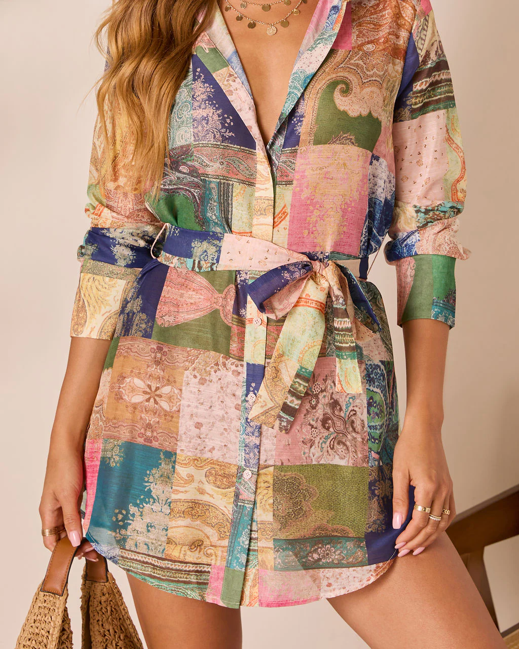 Suzana Patchwork Shirt Dress - Image 6