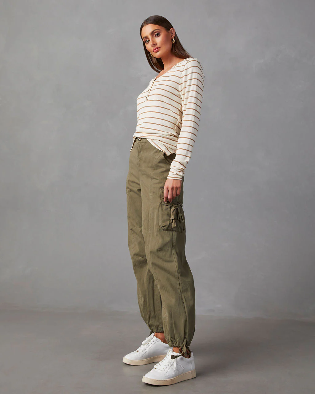 Suzanne Ribbed Knit Henley Top - Image 3