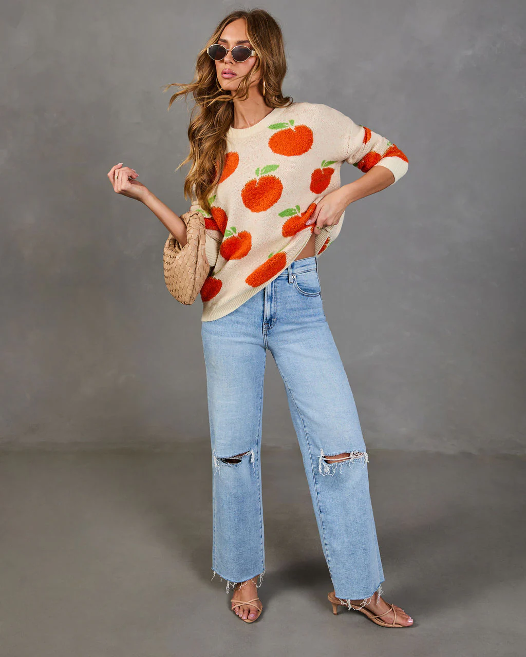 Sweet Citrus Knit Orange Sweater - Image 2