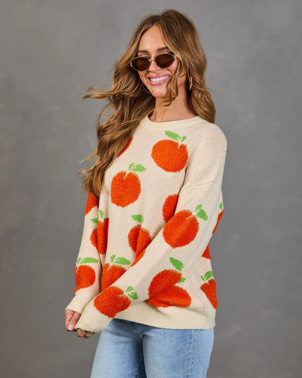 Sweet Citrus Knit Orange Sweater - Image 3