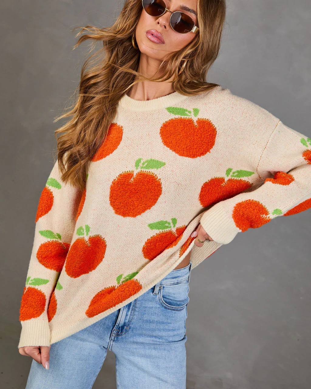 Sweet Citrus Knit Orange Sweater - Image 5