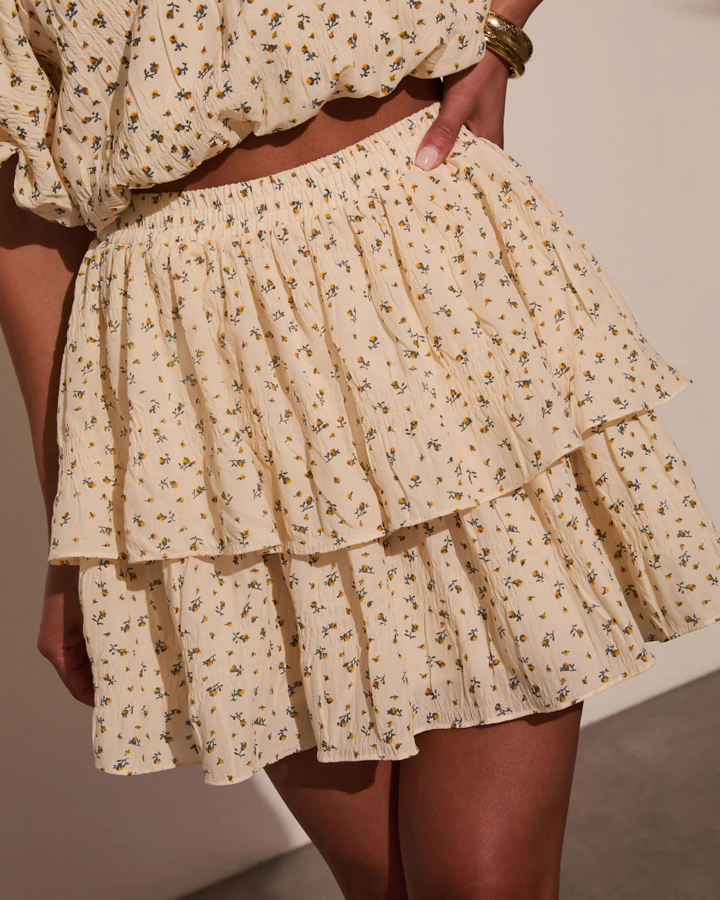 Sweet Harmony Tiered Floral Mini Skirt - Image 2