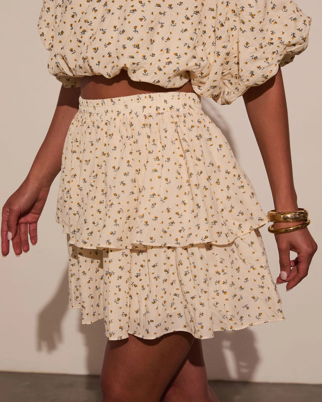 Sweet Harmony Tiered Floral Mini Skirt - Image 3