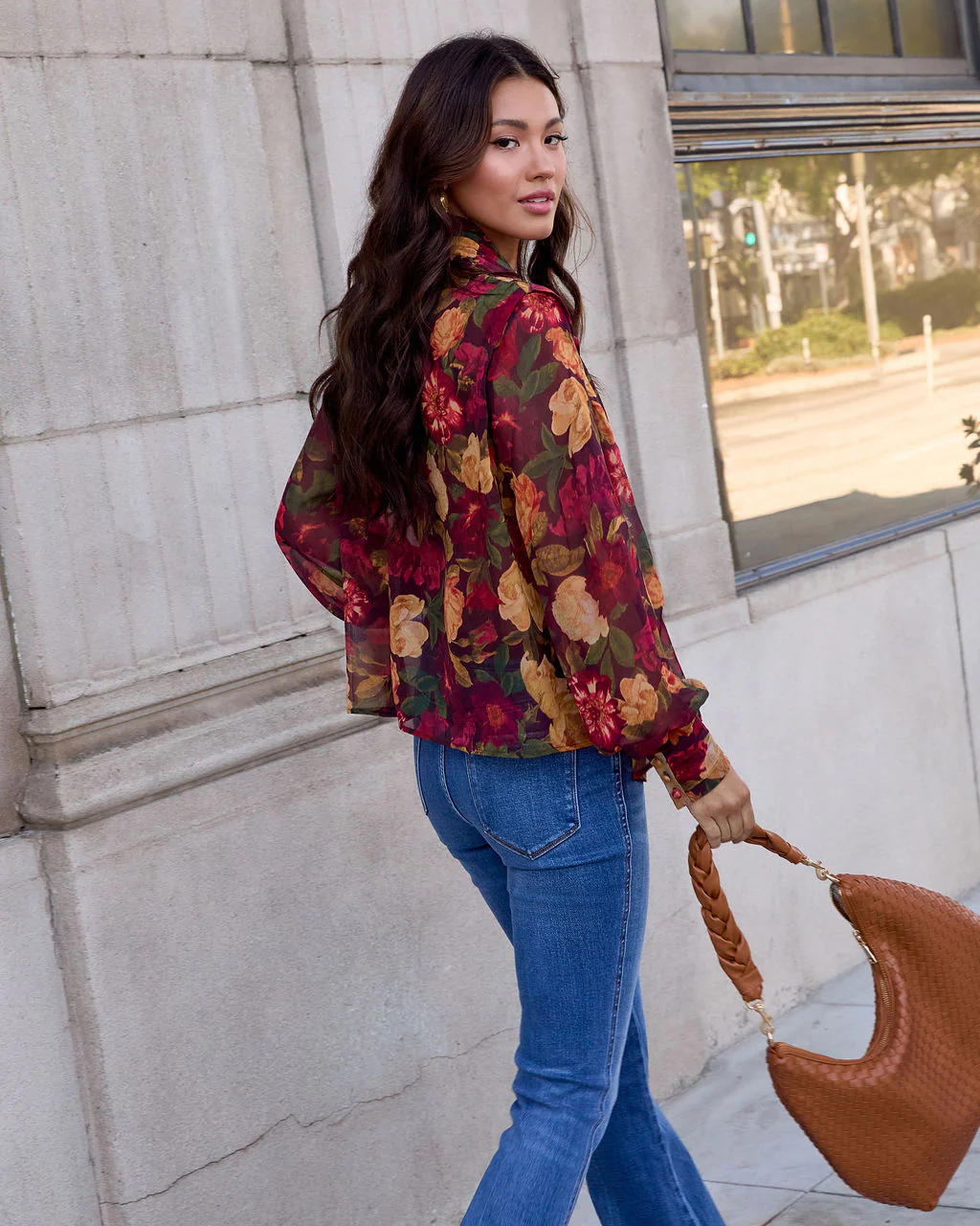 Sweet Maple Floral Mock Neck Blouse - Image 4