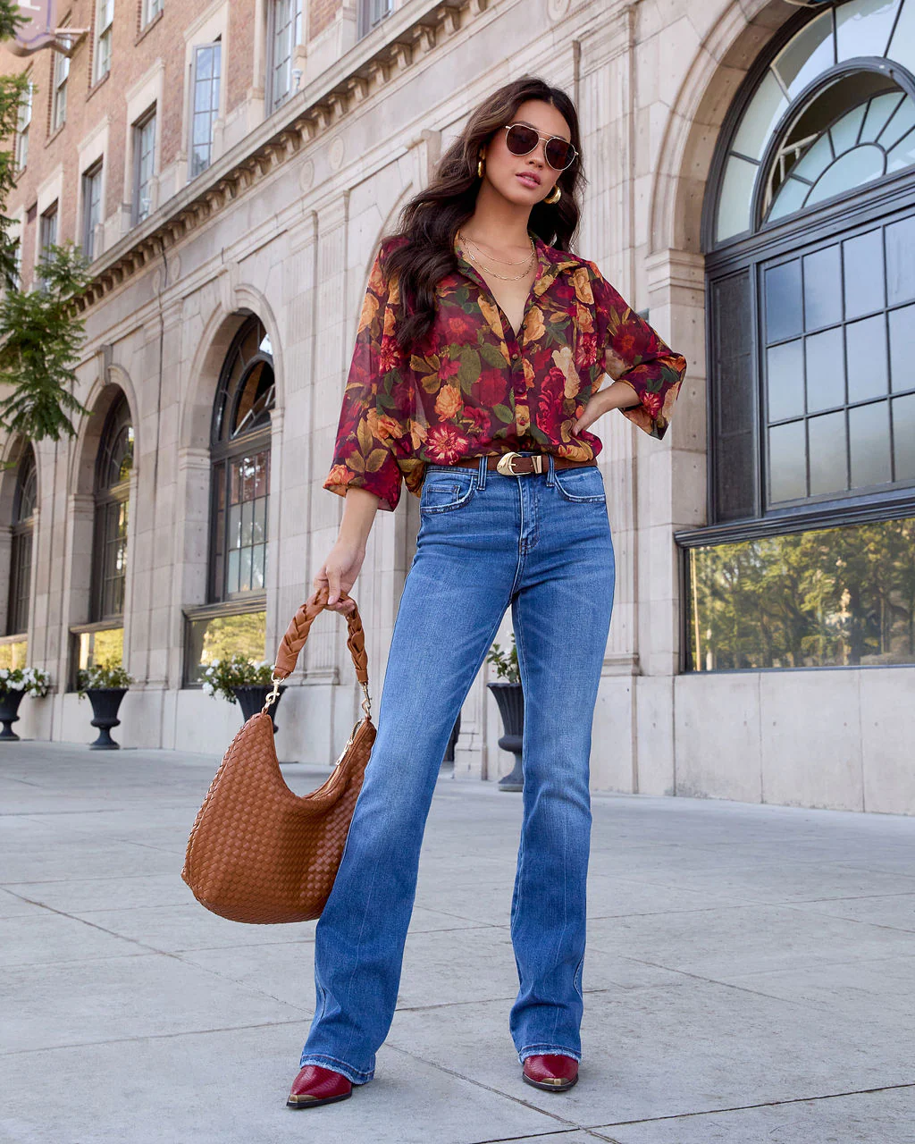 Sweet Maple Floral Mock Neck Blouse - Image 6