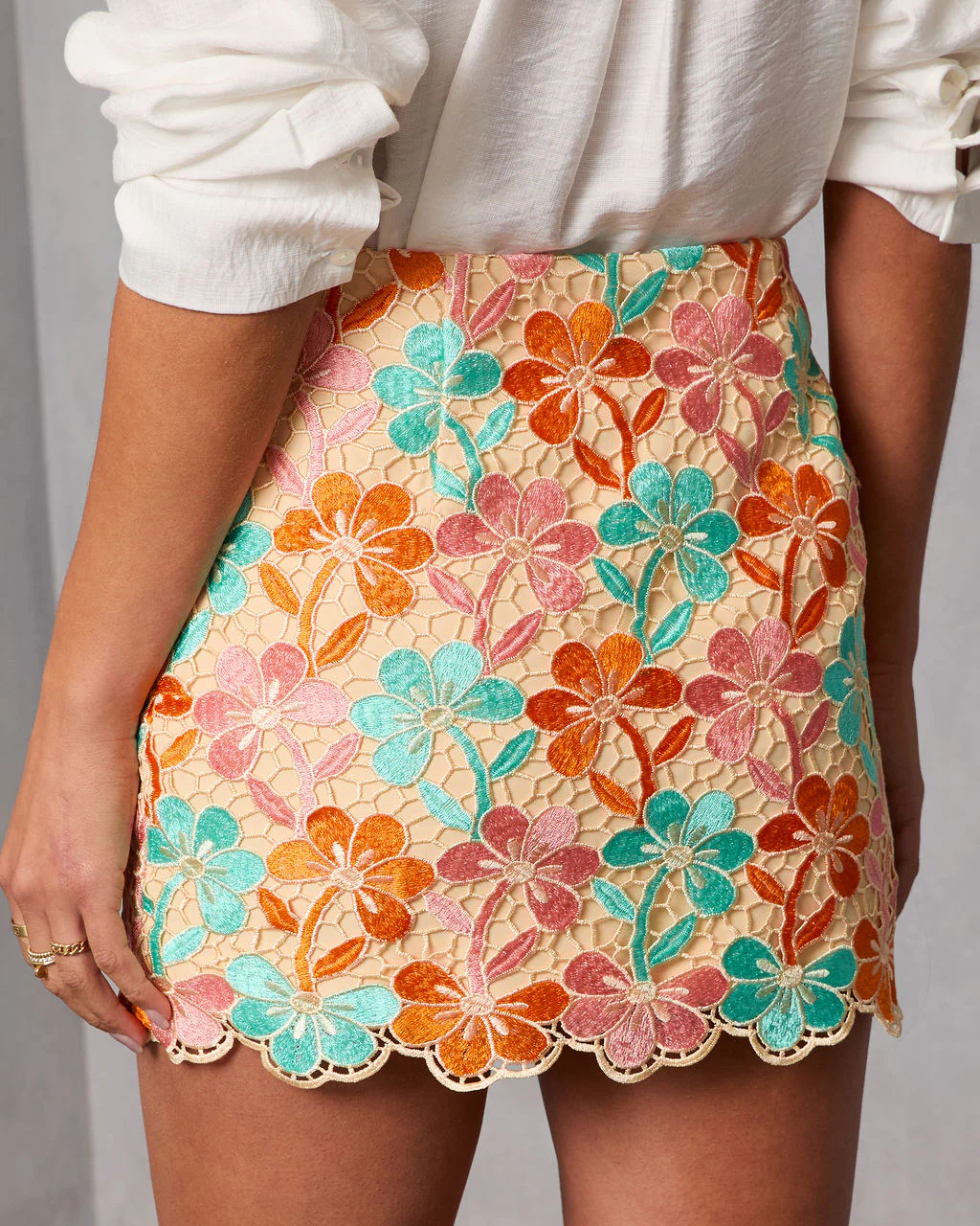 Sweet Petals Printed Lace Mini Skirt - Image 4