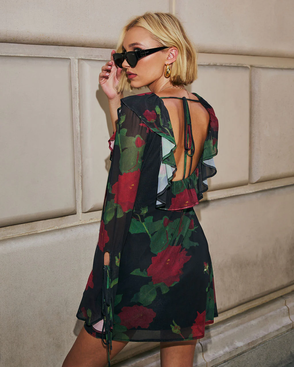 Sweet Romance Ruffle Floral Mini Dress - Image 4