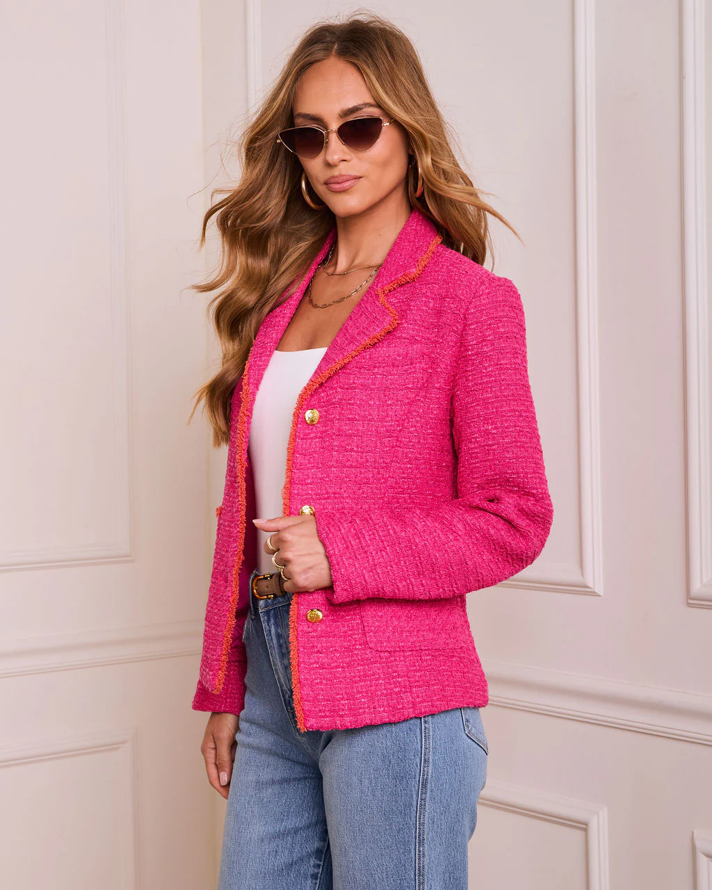 Sweet Talks Tweed Contrast Trim Jacket - Image 3