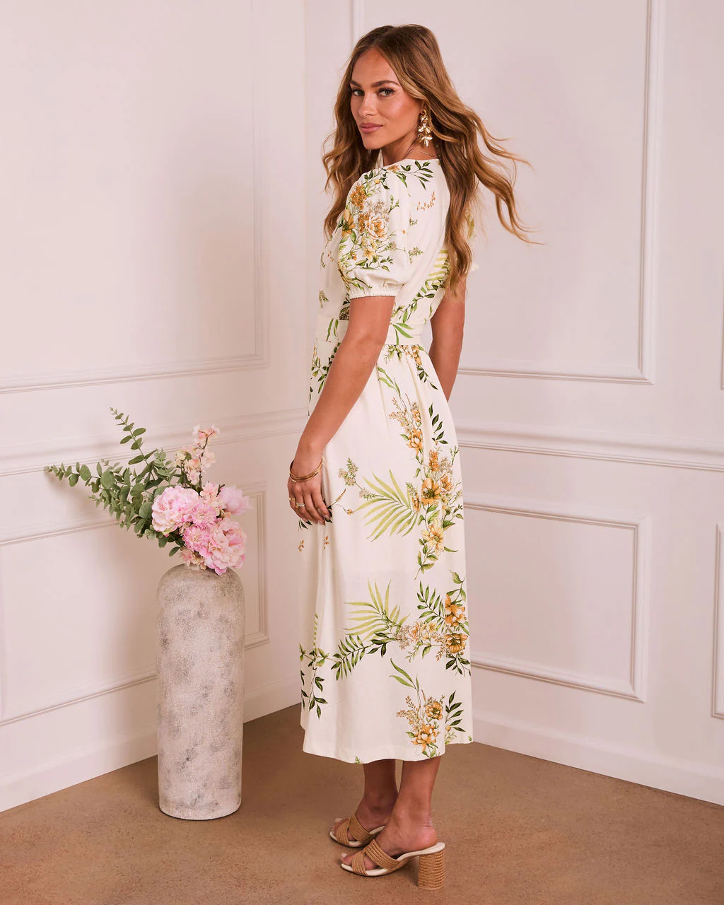 Sweet Tropics Belted Floral Midi Dress - Image 4